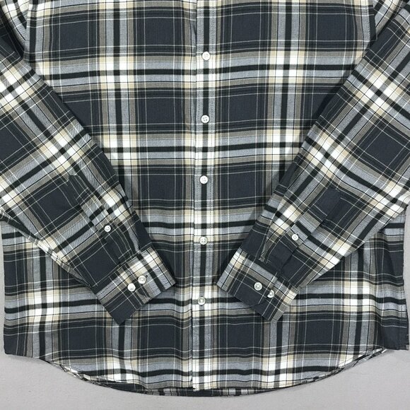 Van Heusen Shirt Men's Large Gray Plaid Regular Fit Never Tuck Button Down LS - Picture 5 of 11